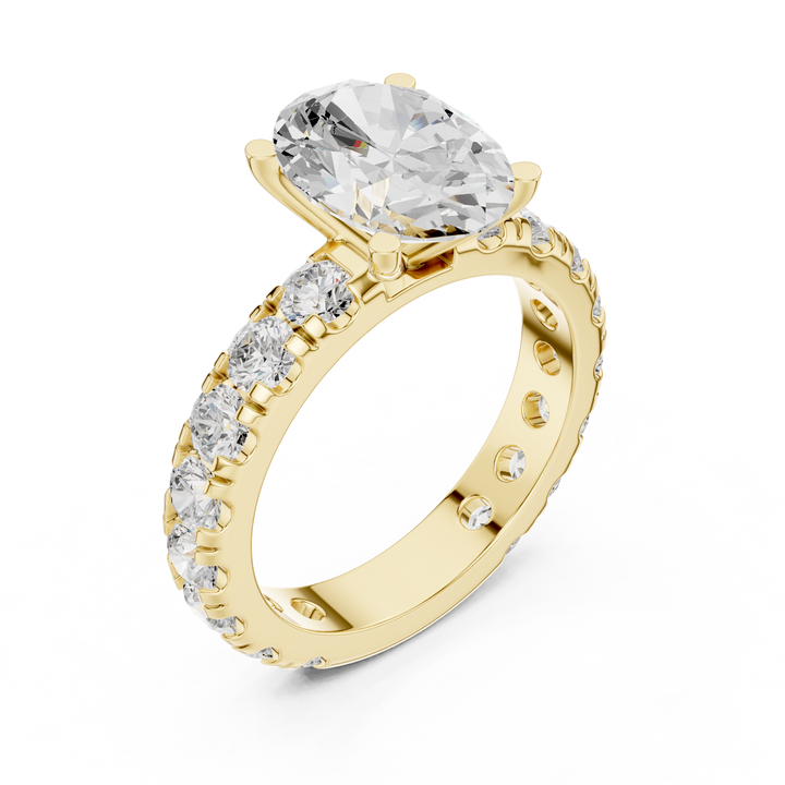 Solitaire Engagement Ring with Full Eternity Band | 14K & 18K Rose Gold | Kiashaa Jewellery