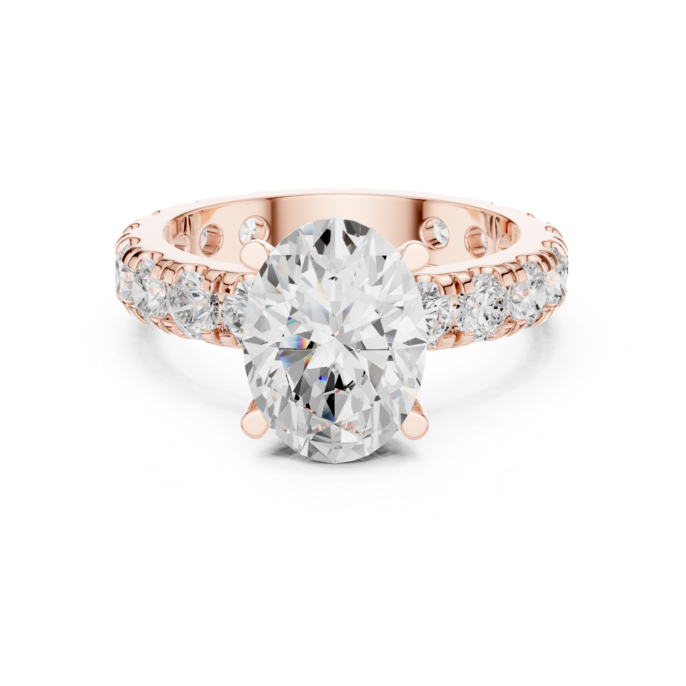 Solitaire Engagement Ring with Full Eternity Band | 14K & 18K Rose Gold | Kiashaa Jewellery