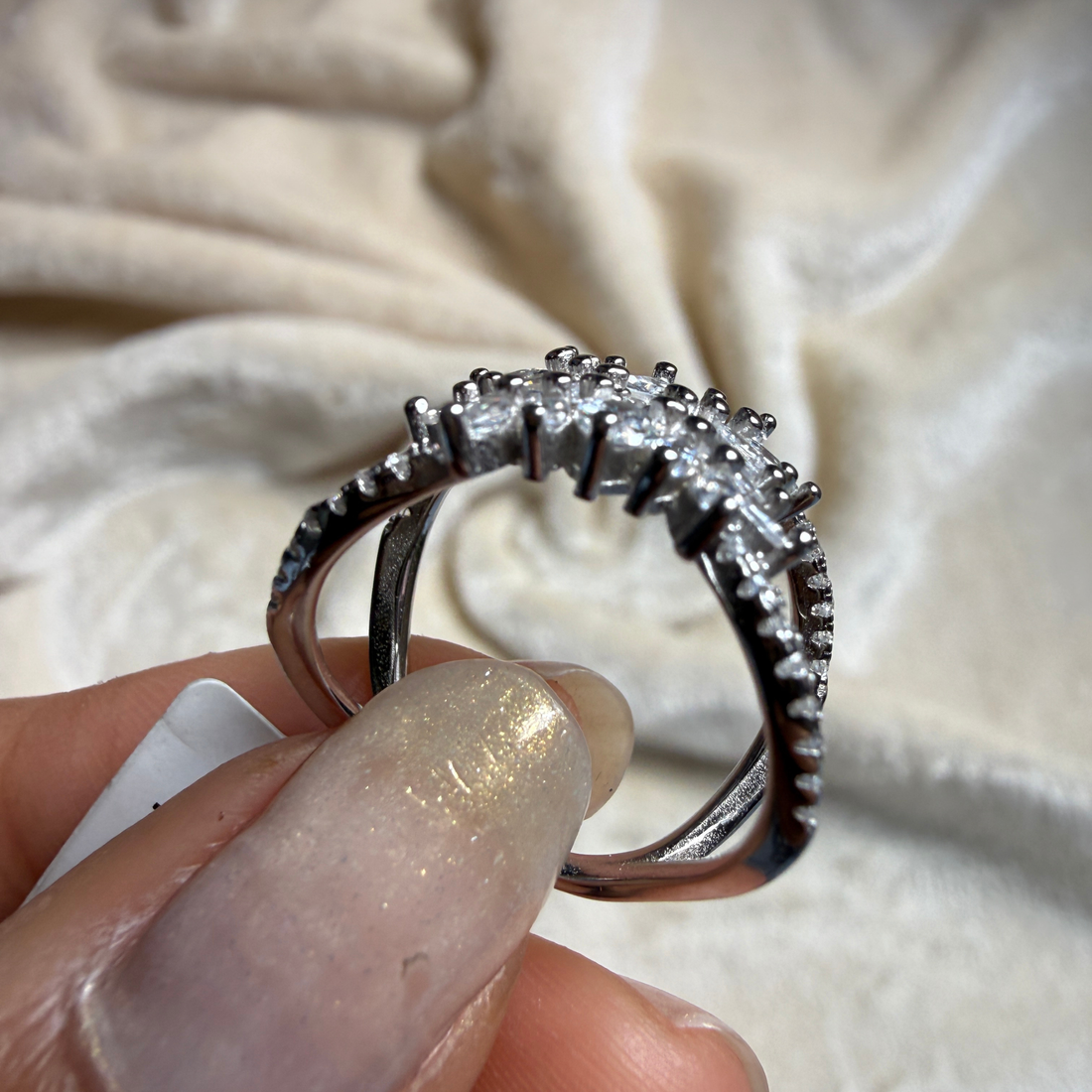 Pear and marquise floral lab-grown diamond statement ring by Kiashaa Jewellery.