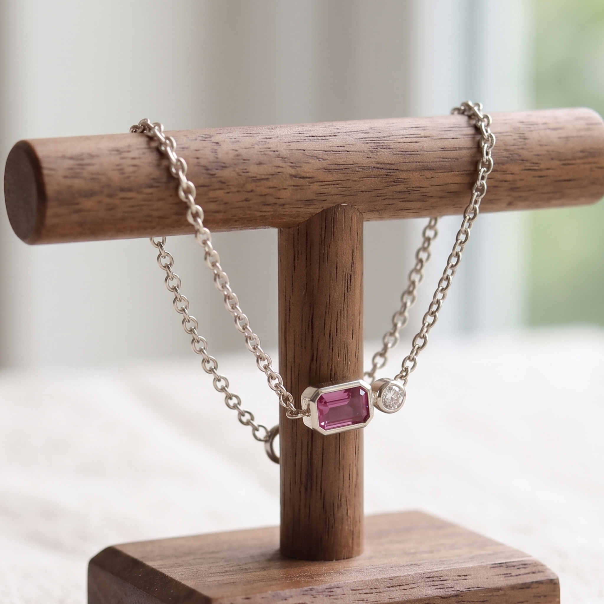 Kiashaa Jewellery 1.14 CTW pink emerald and round diamond bracelet in polished yellow gold.