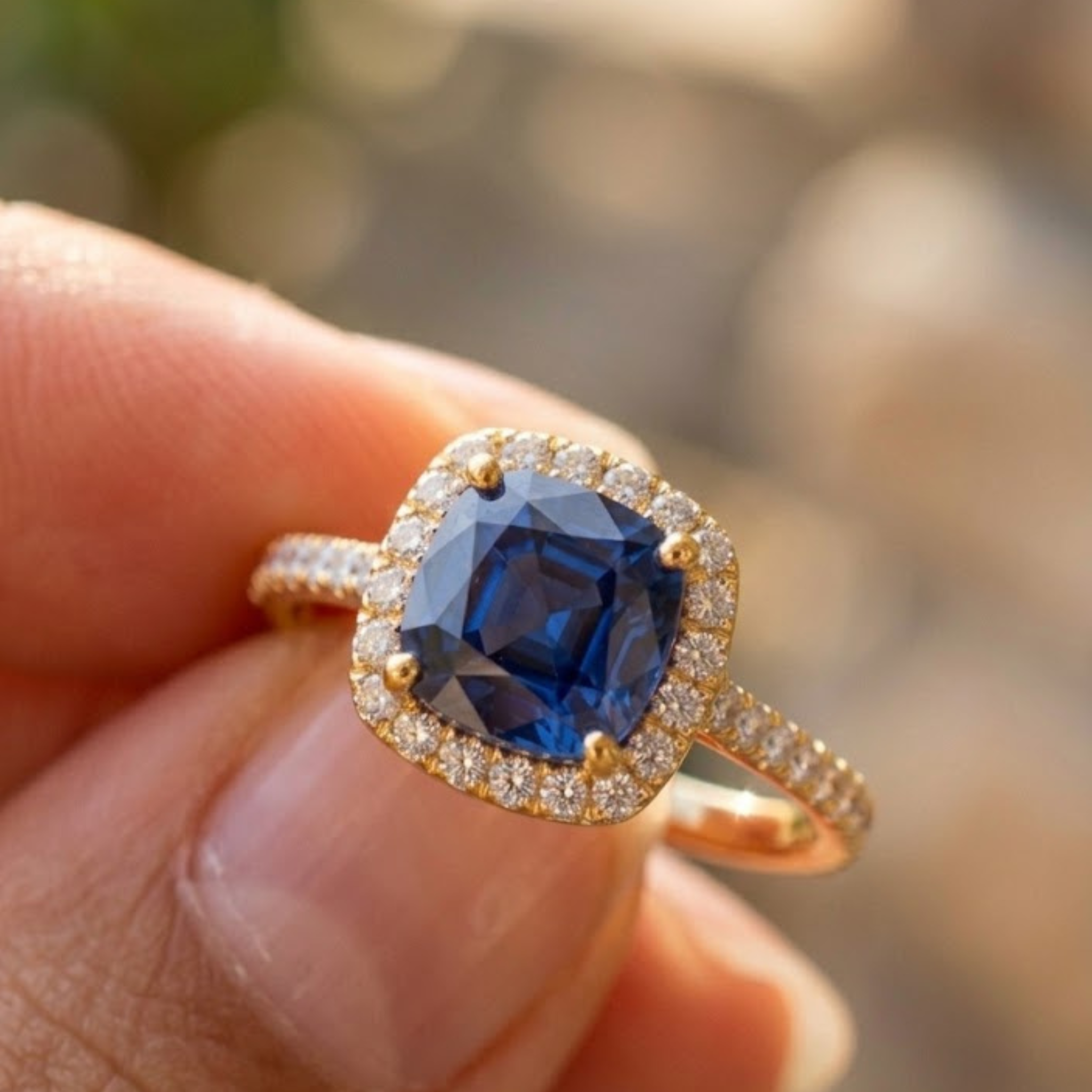 Royal Azure 1.86 CTW Blue Sapphire & Diamond Halo Ring in 14K & 18K Gold