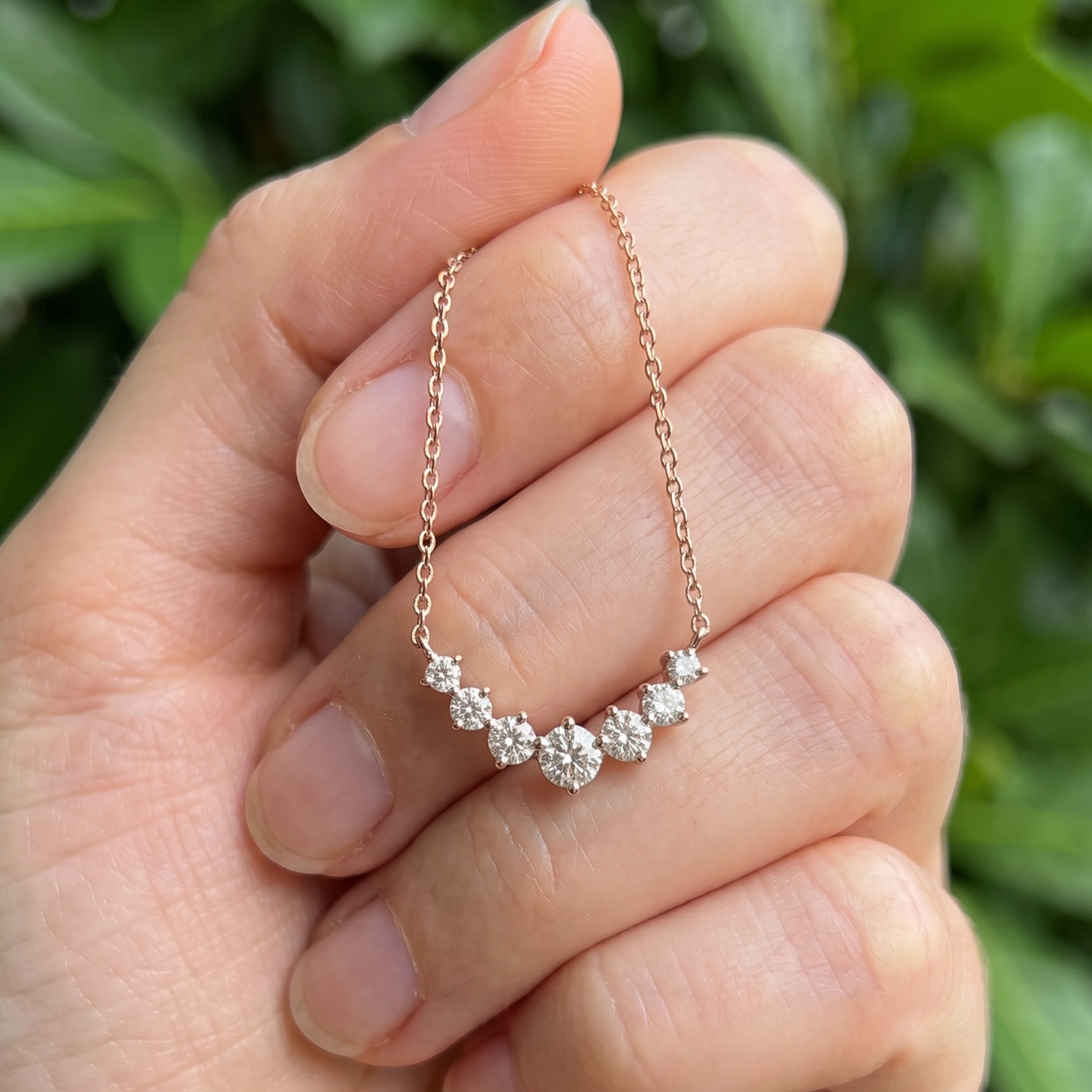 Lustre Barrel 0.59 CTW diamond bead necklace by Kiashaa Jewellery featuring 42 round diamonds in a polished white gold design.
