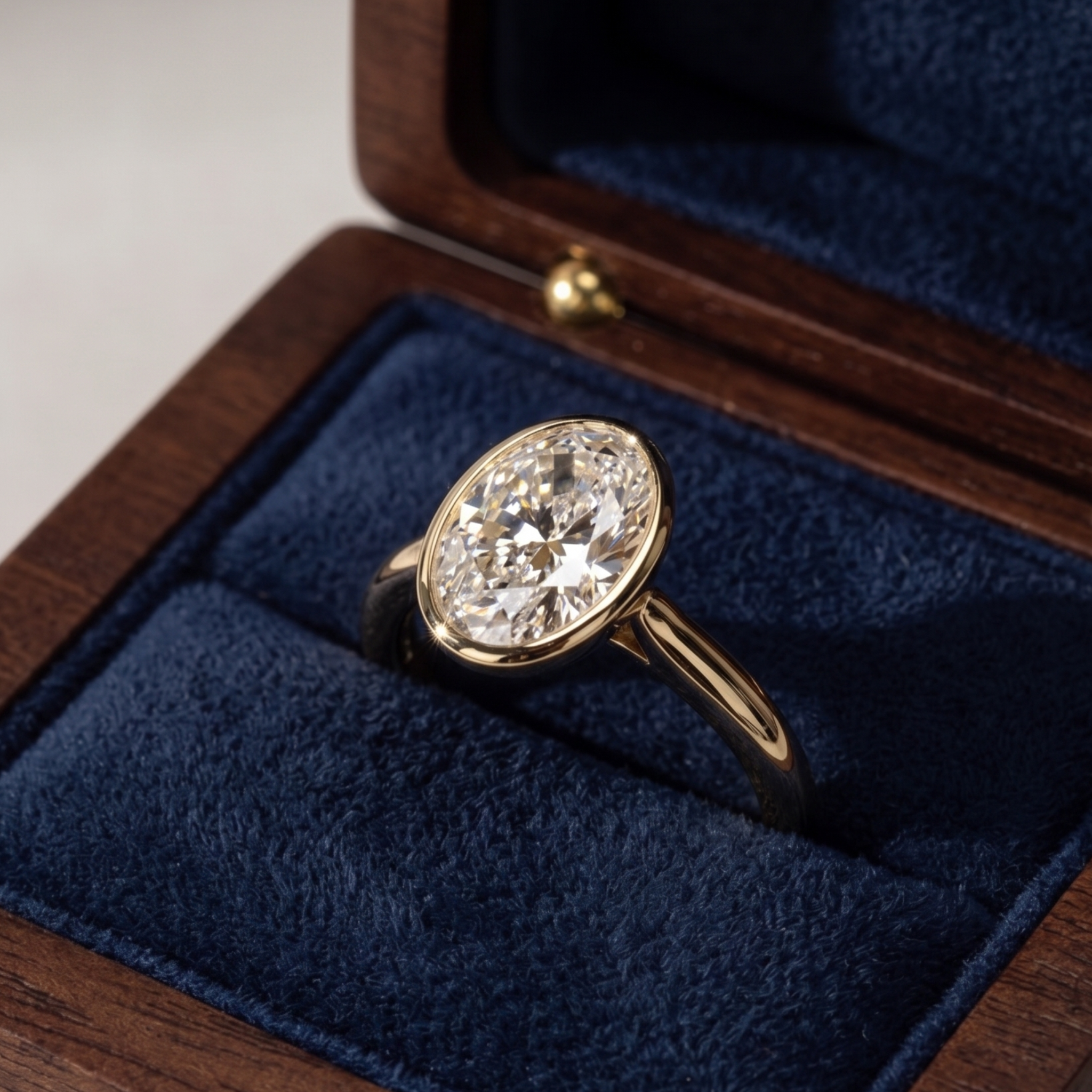 Minimalist diamond solitaire proposal ring for women