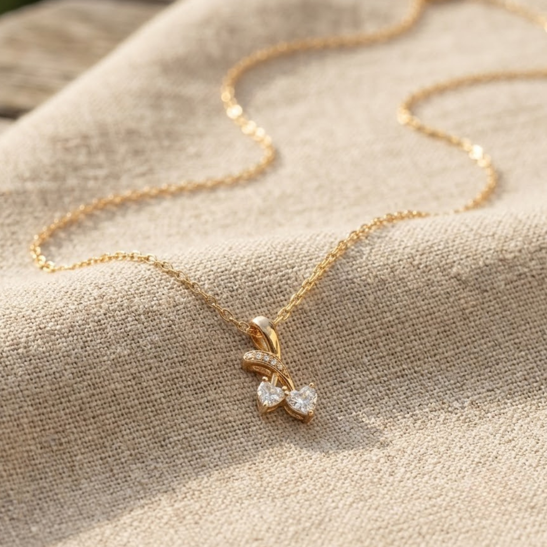 Twin Amour 0.26 CTW Heart Diamond Pendant Necklace in 9K, 14K & 18K Gold