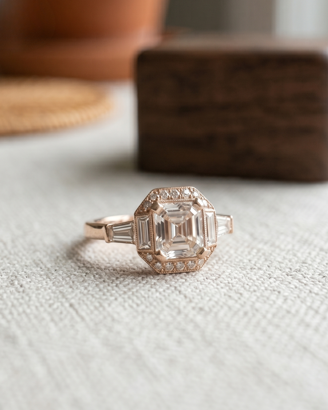 Kiashaa Jewellery ladies radiant cut diamond ring in rose gold