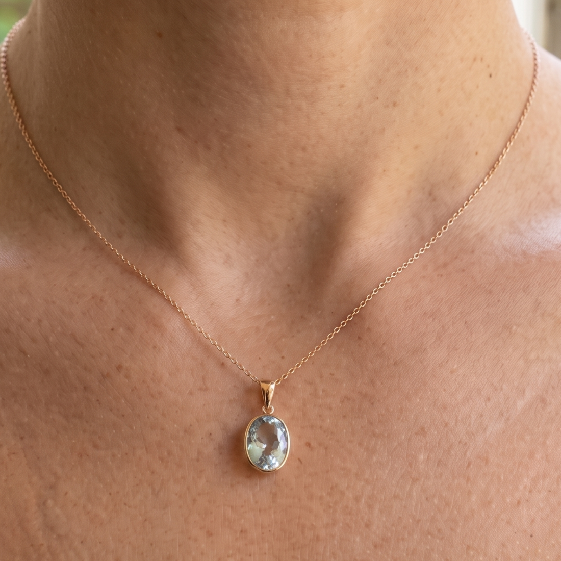 Aurelia 3.47 CT oval solitaire pendant necklace by Kiashaa Jewellery featuring a 12 × 8 mm oval center stone.