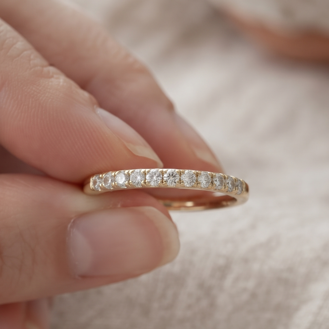 0.77 CTW Round Diamond Half-Eternity Wedding Band in 14K & 18K Gold