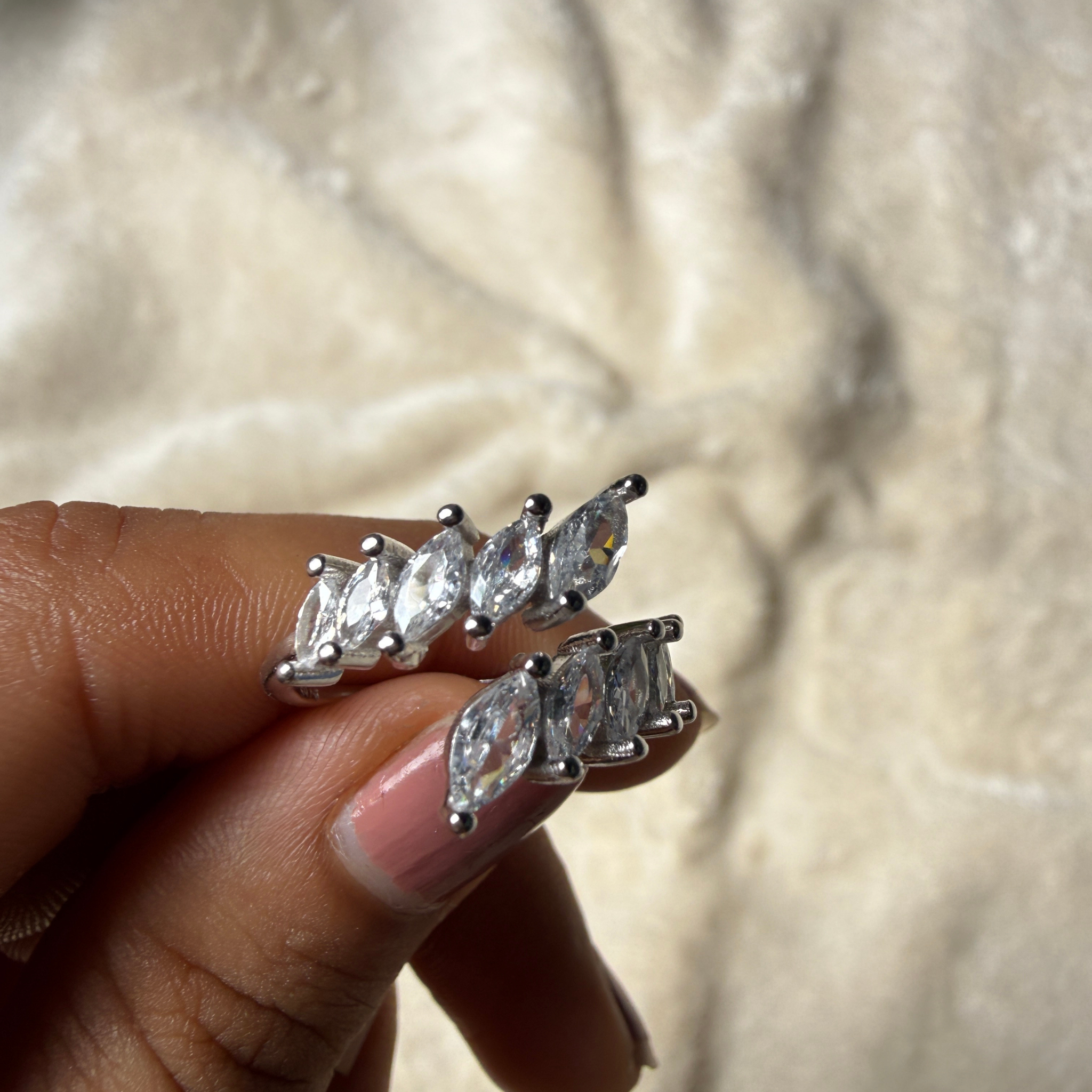 Ten marquise lab-grown diamond open wrap ring in white gold by Kiashaa Jewellery.