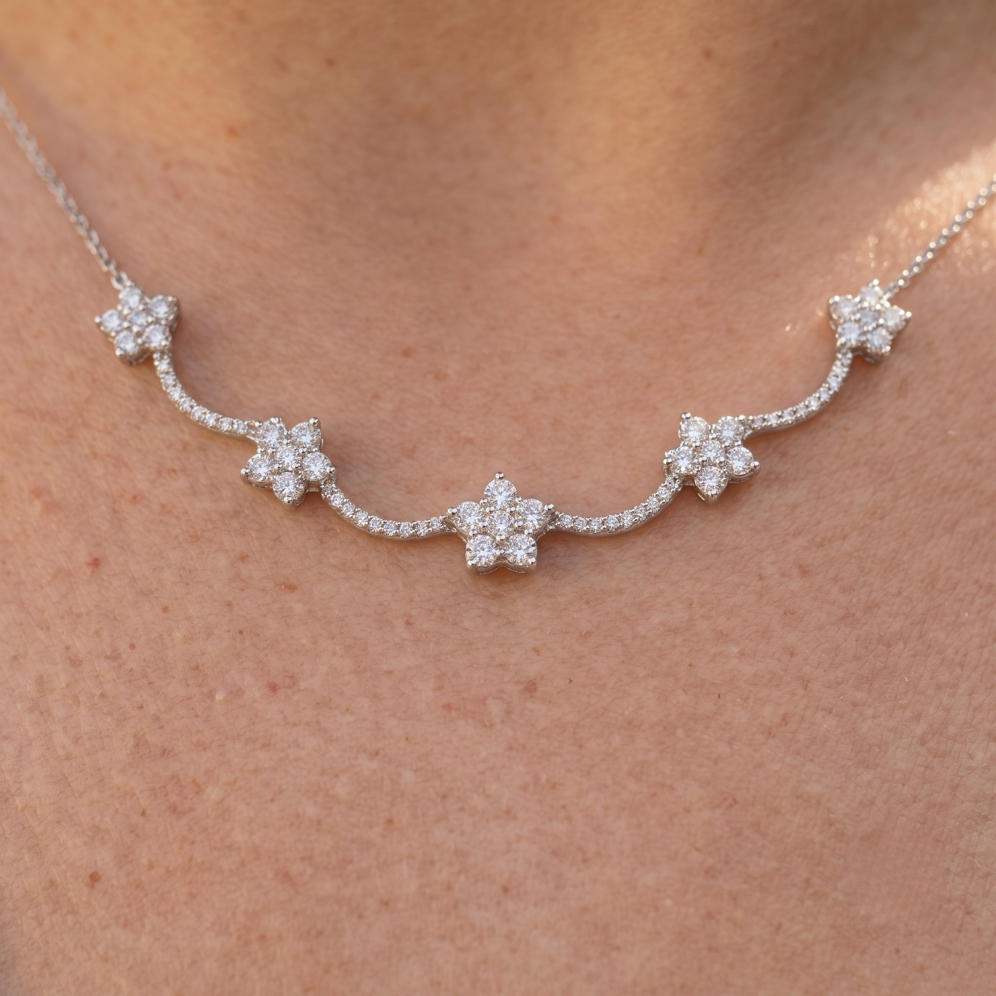 Bloom Grace 1.42 CTW Diamond Flower Necklace in 9K, 14K & 18K Gold