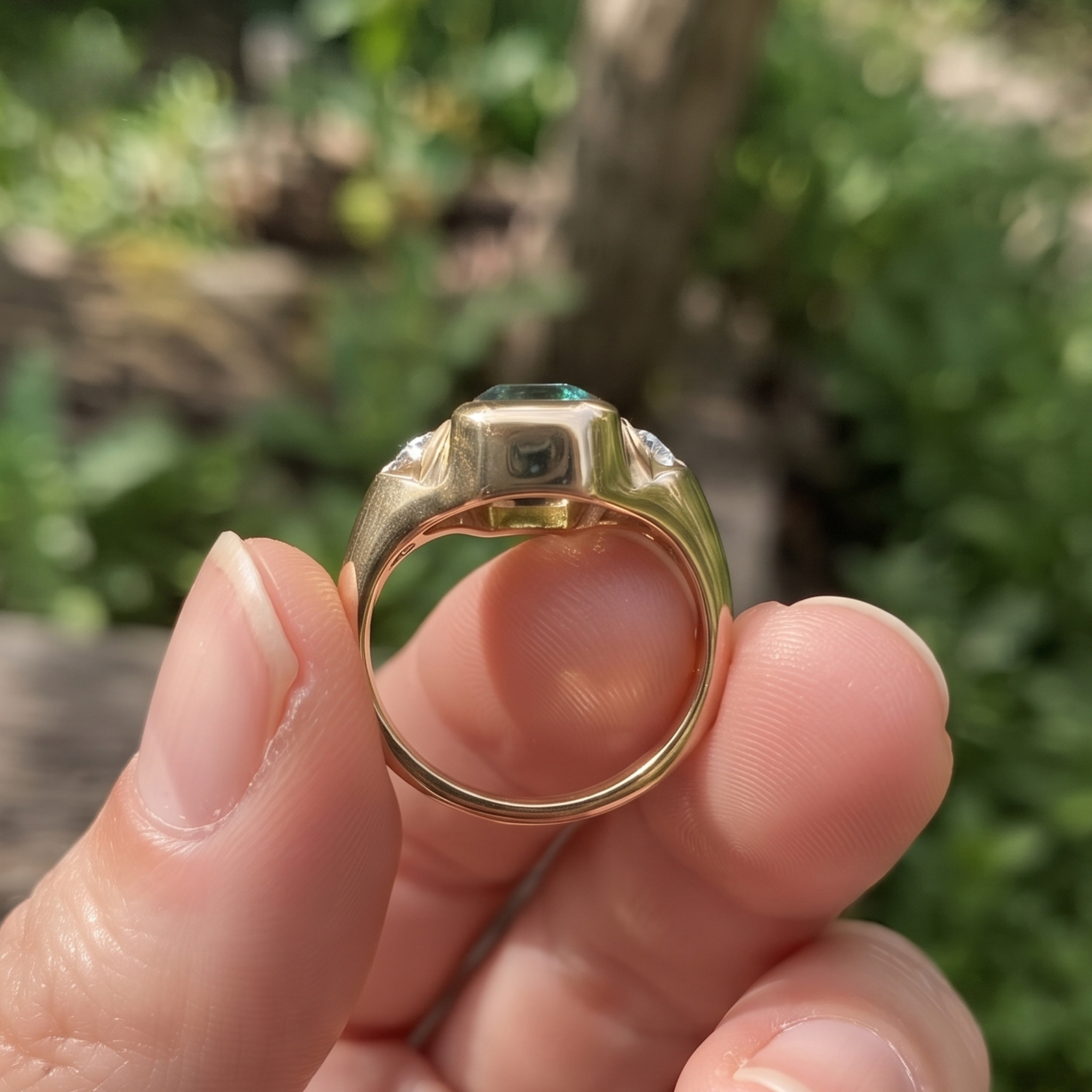 Verdant Signet 1.39 CTW Emerald & Side Diamond Ring in 9K, 14K & 18K Gold