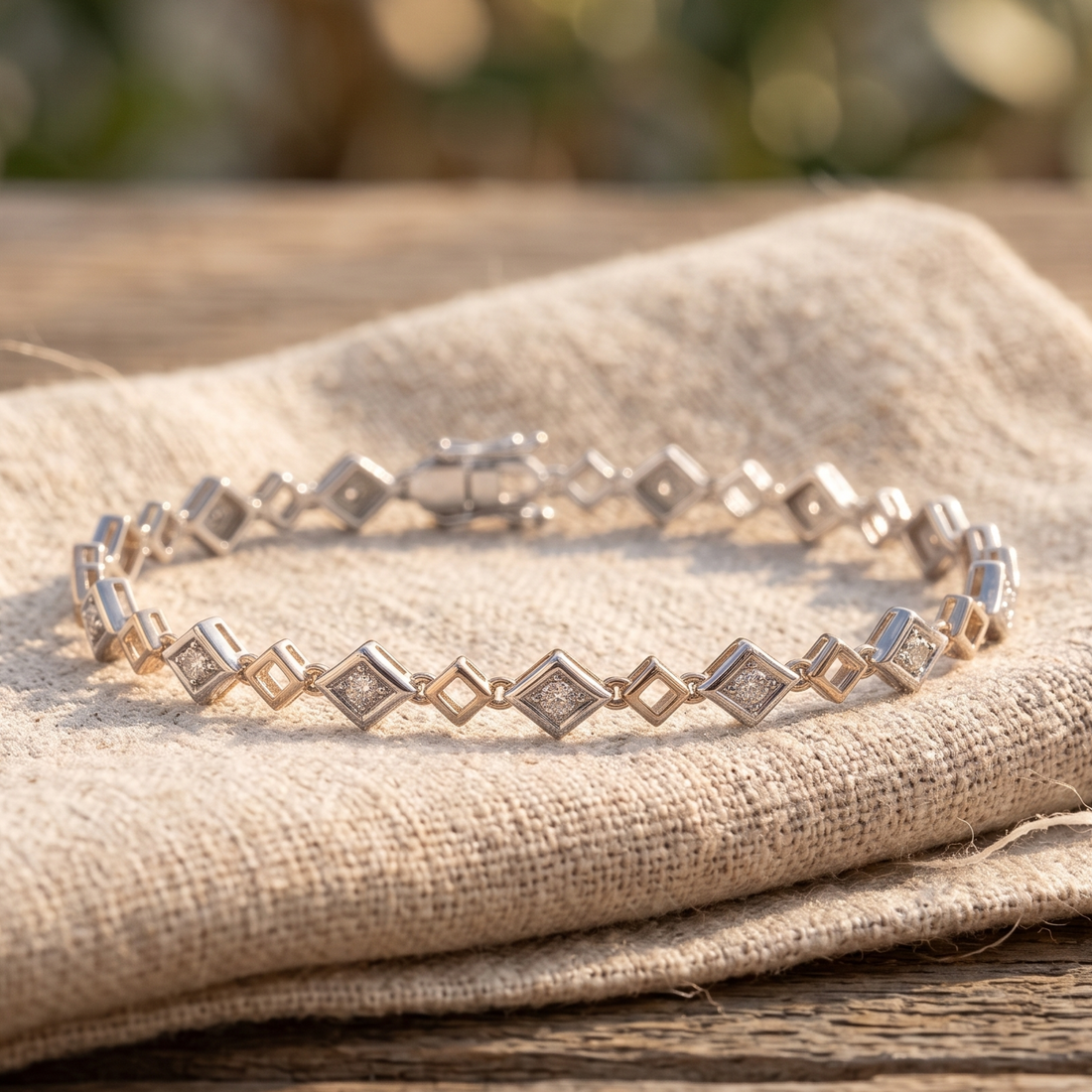 2.40 CTW Princess-Cut Lab-Grown Diamond Geometric Bracelet in 14K & 18K Gold
