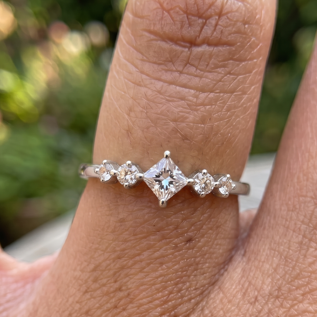 Kiashaa Jewellery 0.764 CTW princess and round diamond ring in polished rose gold.