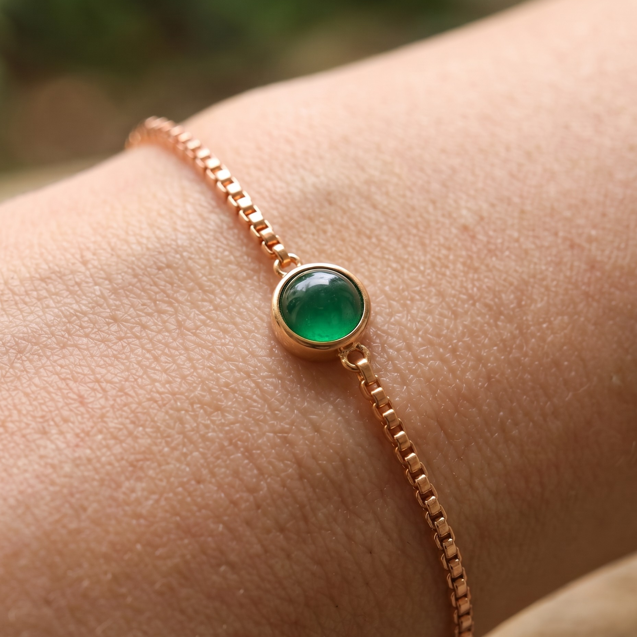 Kiashaa Jewellery 0.50 CT green oval gemstone bracelet in polished yellow gold.