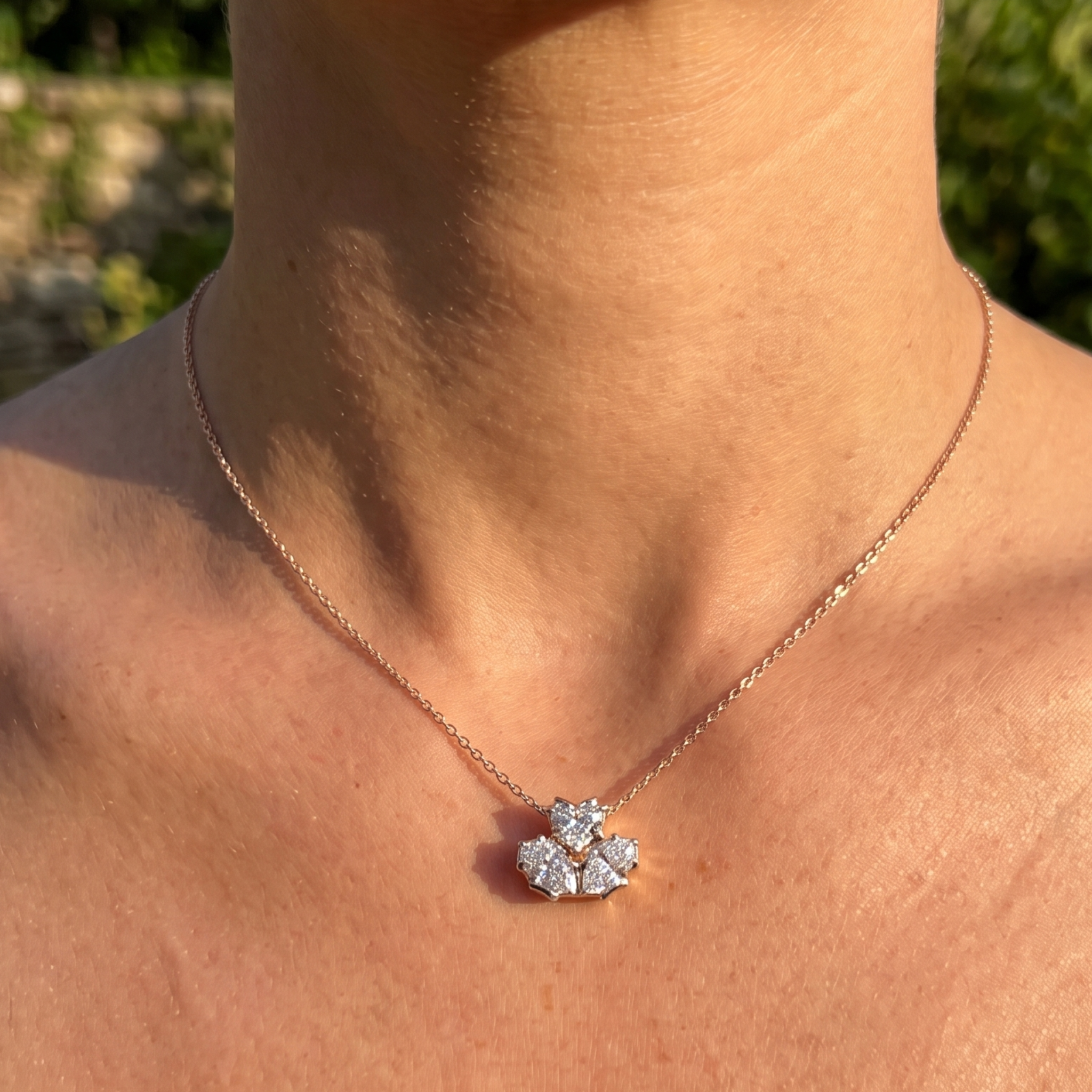Trinity Bloom 1.92 CTW Heart, Oval & Marquise Diamond Necklace in 9K, 14K & 18K Gold