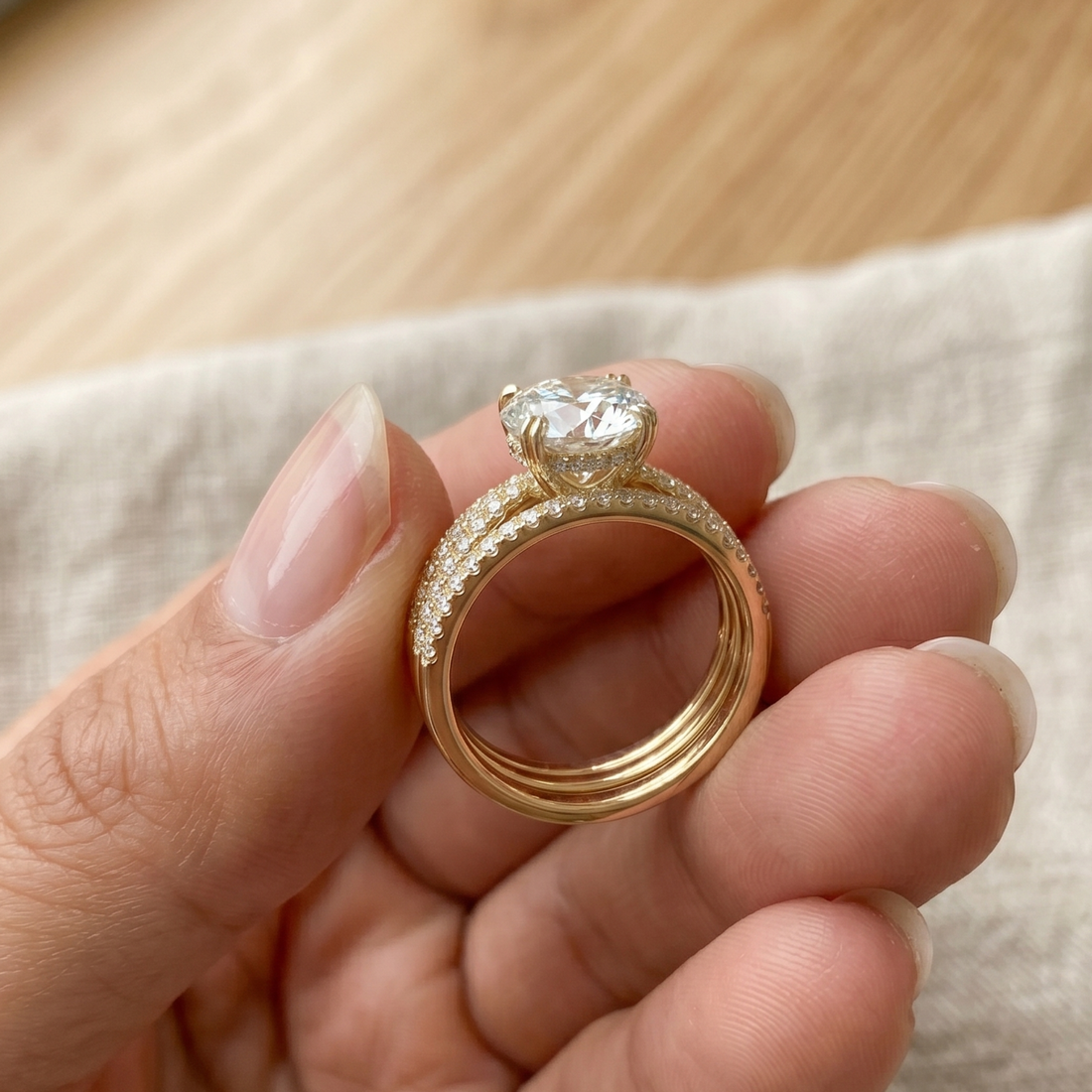 Luminous Trinity Split Shank Diamond Ring in 14K & 18K Gold