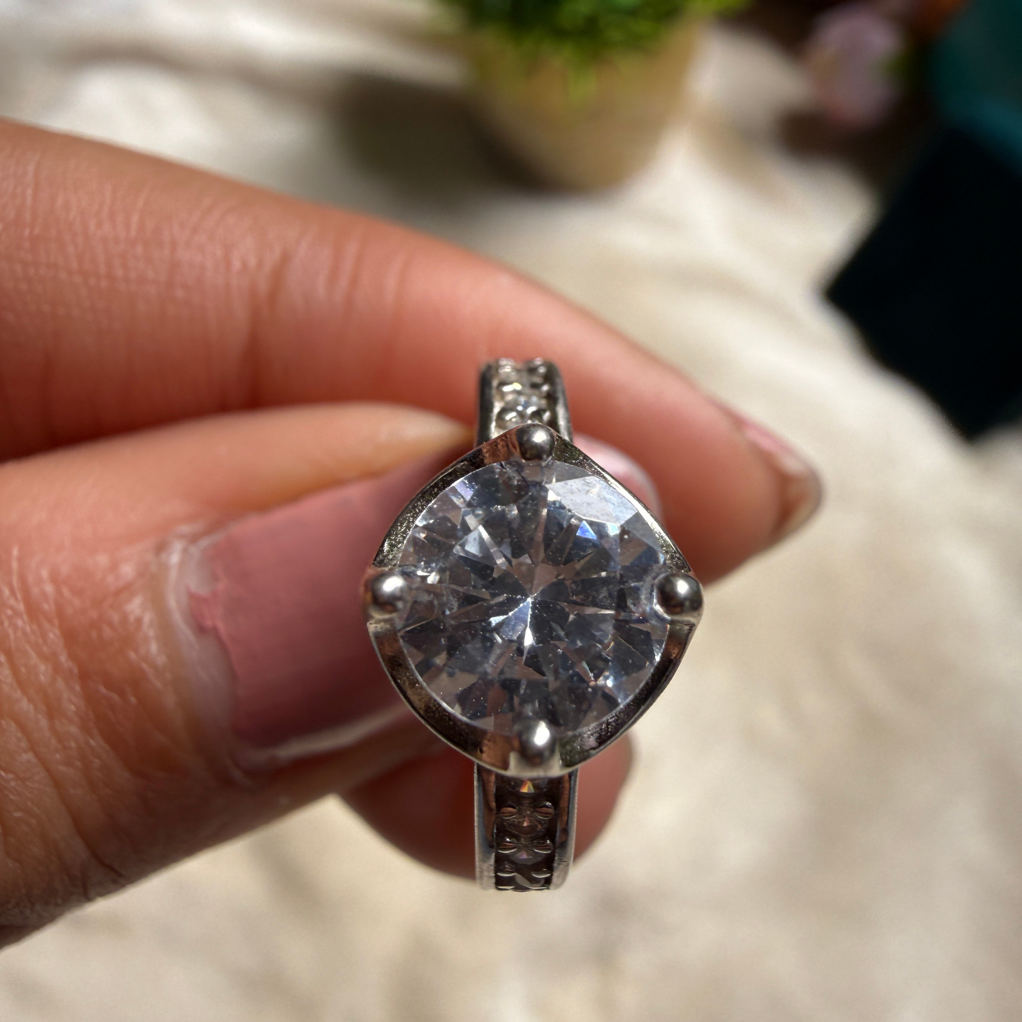 Round lab-grown diamond solitaire ring in white gold by Kiashaa Jewellery.