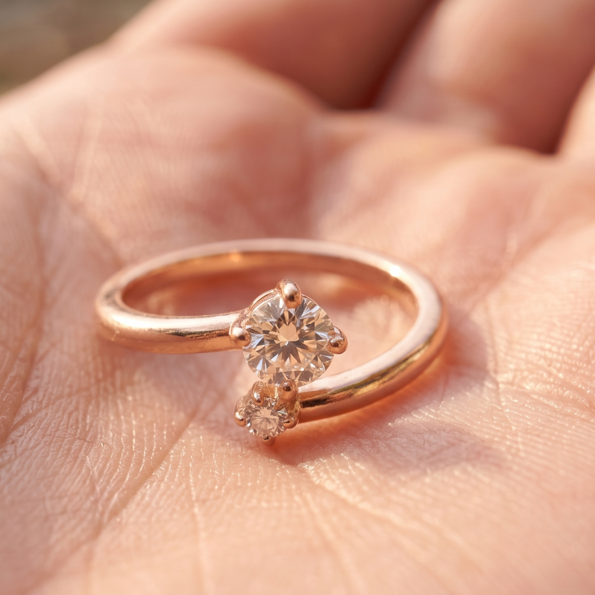 Kiashaa Jewellery 0.275 CTW round diamond bypass ring in polished yellow gold.
