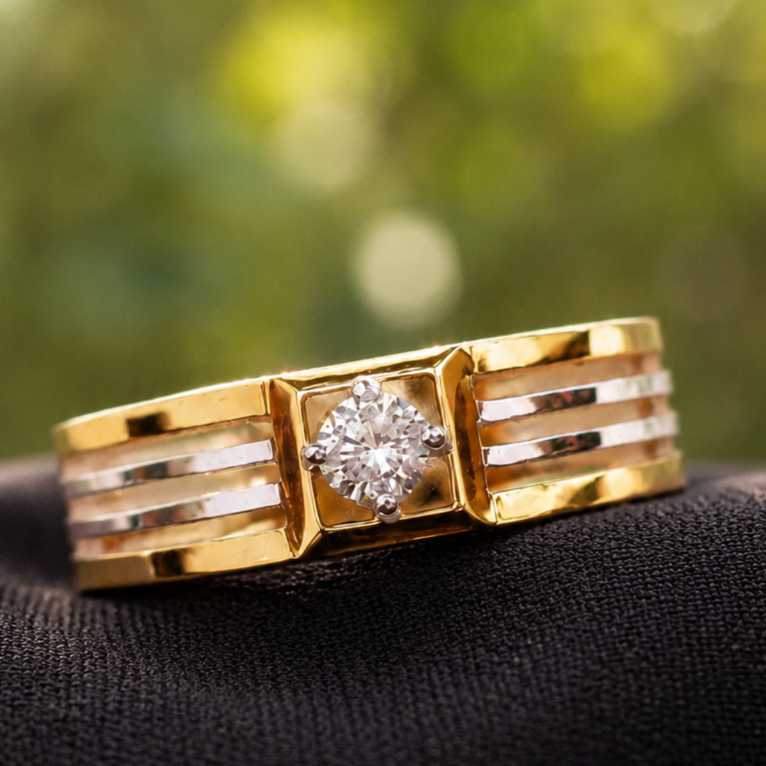Regal Line 0.30 CT Round Diamond Men’s Ring in 9K, 14K & 18K Gold