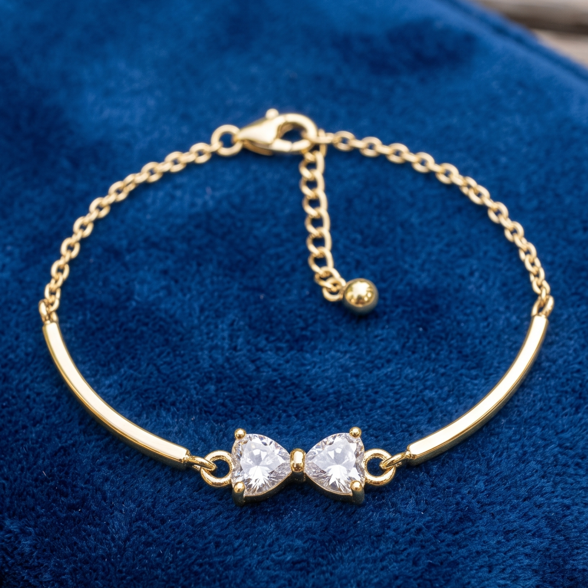Kiashaa Jewellery 0.96 CTW twin heart diamond bracelet in polished rose gold.