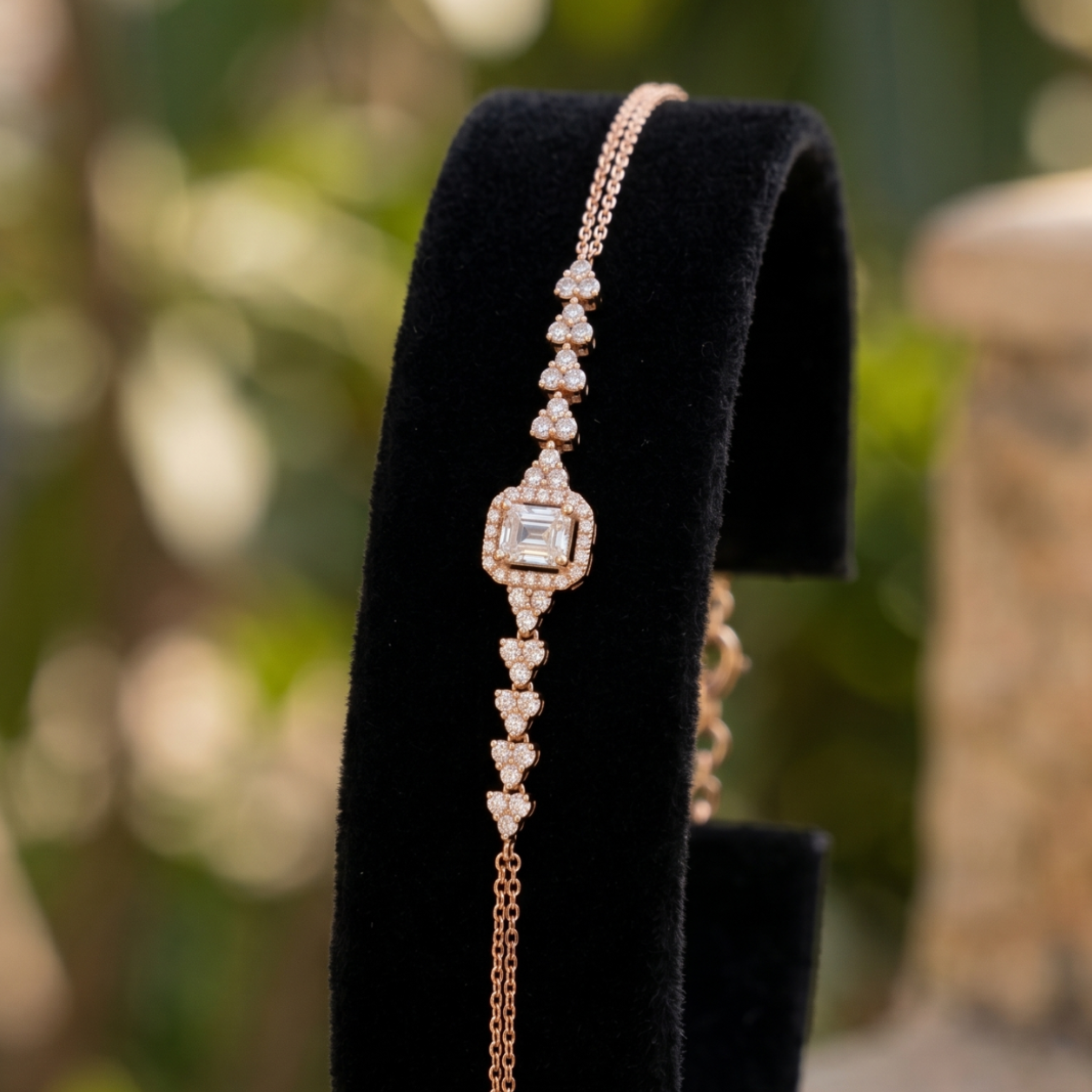 Amour Royale 1.50 CT Asscher Halo Diamond Bracelet