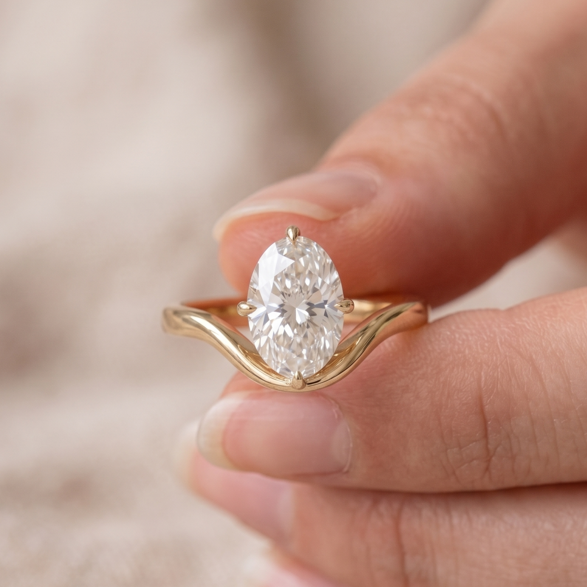 3.13 carat oval engagement ring in 9K 14K and 18K gold