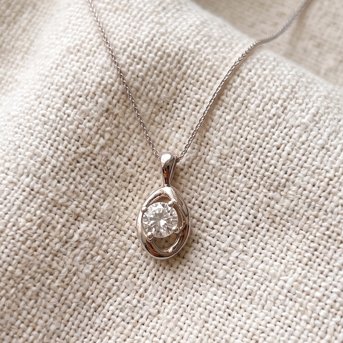 Celestial Orbit 1 CT Round Diamond Solitaire Pendant Necklace in 14K & 18K Gold