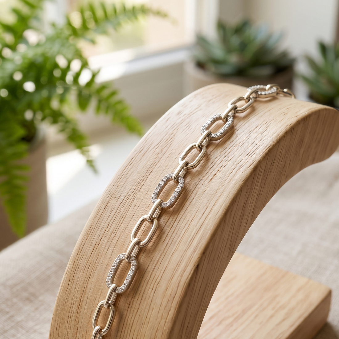 Kiashaa Jewellery 0.875 CTW diamond clover station bracelet in polished yellow gold.