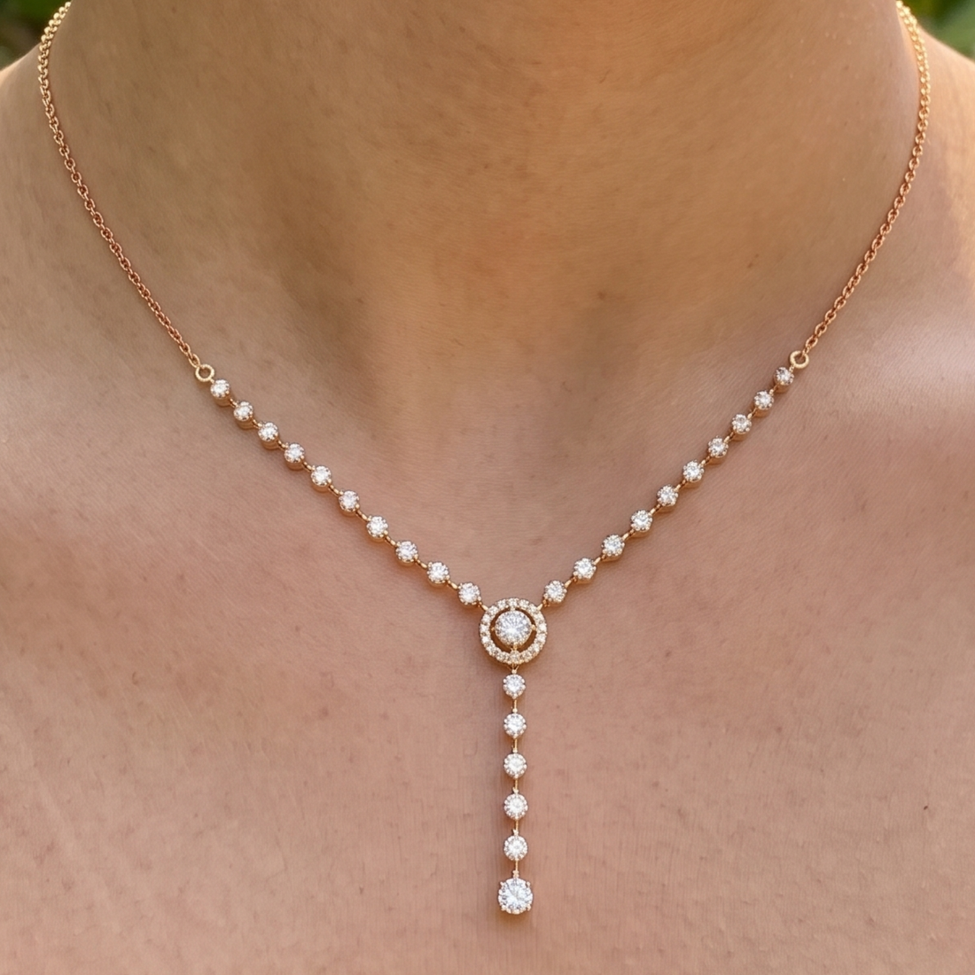 Celeste Drop 2.55 CTW Diamond Y Necklace in 9K, 14K & 18K Gold