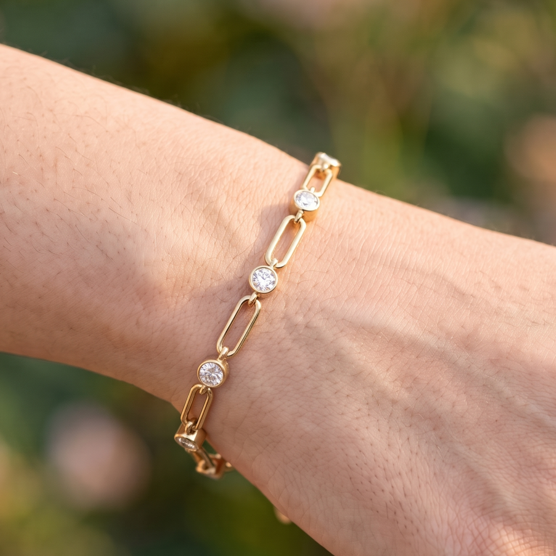 2.34 CTW Round Diamond Paperclip Link Bracelet
