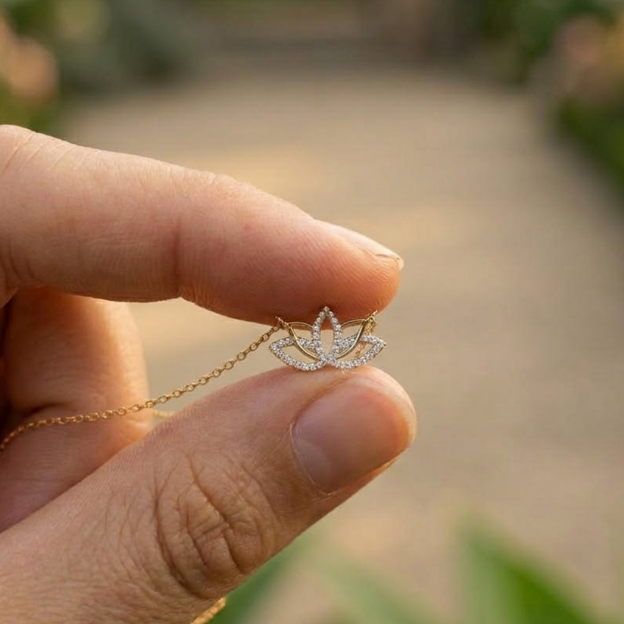 Serene Lotus 0.33 CTW Diamond Flower Necklace in 9K, 14K & 18K Gold