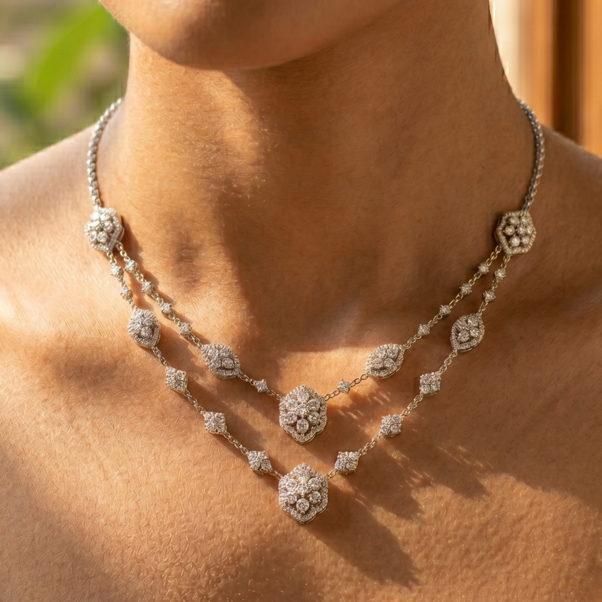 Royal Blossom 5.00 CTW Diamond Layered Necklace in 14K & 18K Gold