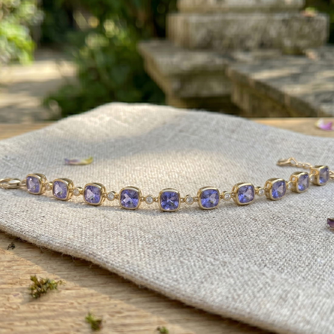 4.86 CTW Blue Sapphire & Lab-Grown Diamond Tennis Bracelet