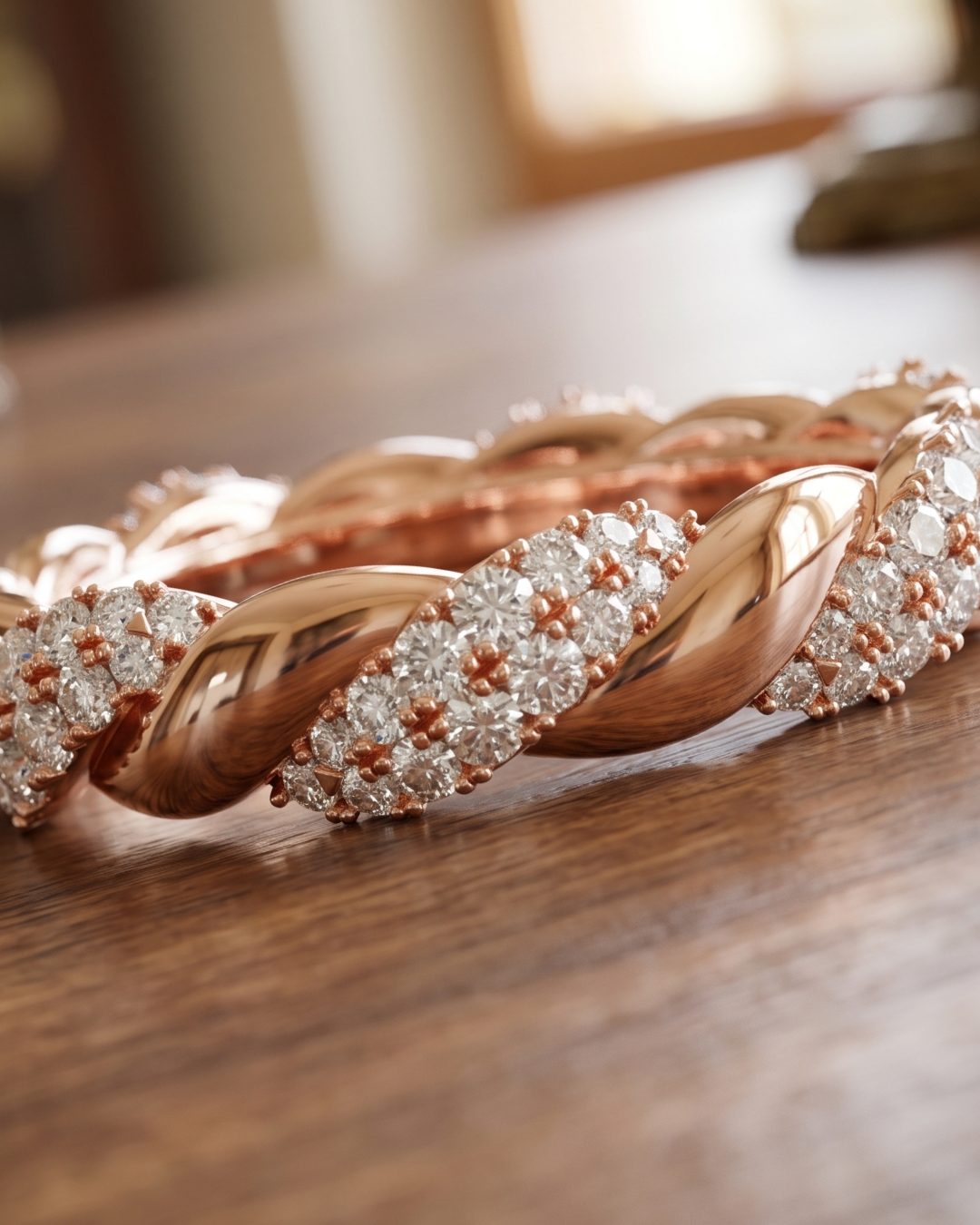 Premium 1 carat round diamond band by Kiashaa Jewellery in rose gold for birthdays and milestone gifting.