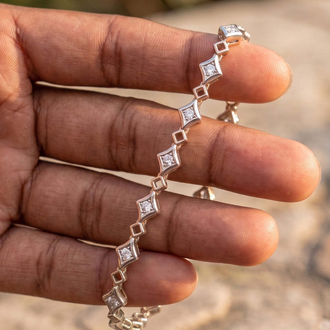 2.40 CTW Princess-Cut Lab-Grown Diamond Geometric Bracelet in 14K & 18K Gold