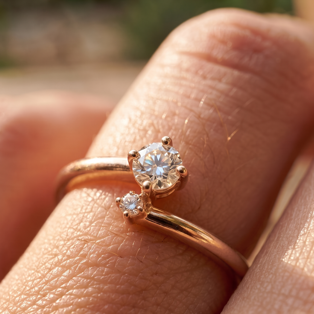 Kiashaa Jewellery 0.275 CTW round diamond bypass ring in polished yellow gold.