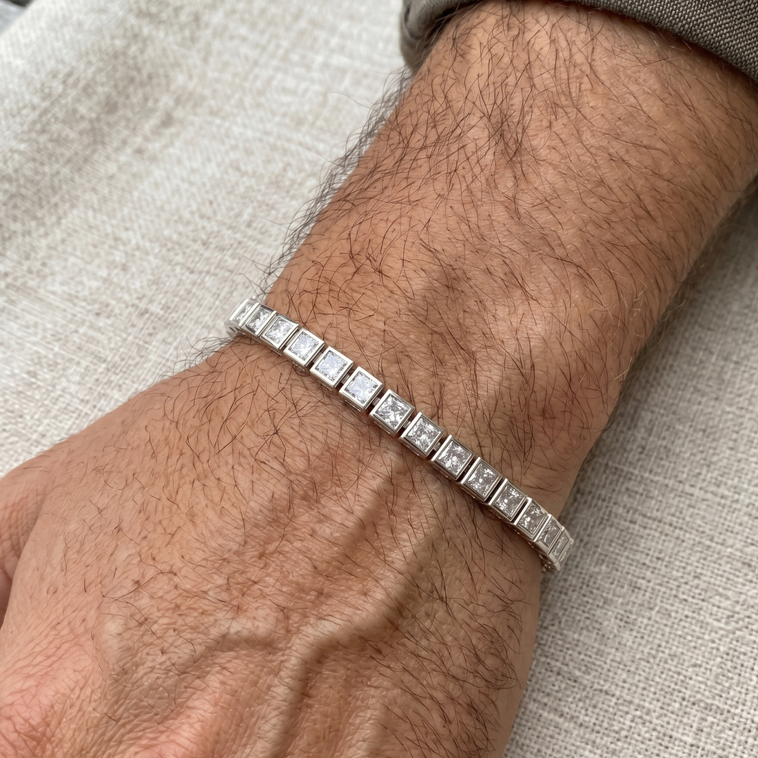 11.20 CTW Princess-Cut Diamond Tennis Bracelet for Men