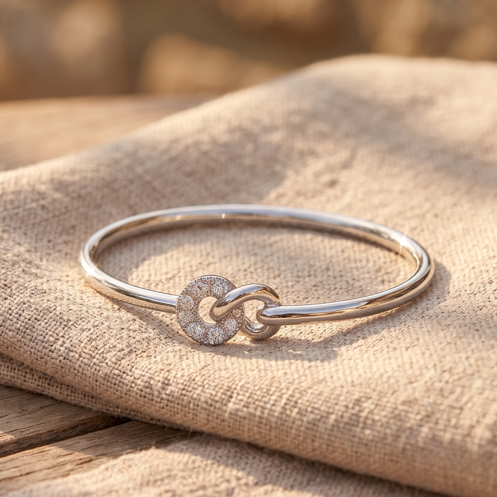0.07 CTW Round Lab-Grown Diamond Interlocking Bangle Bracelet