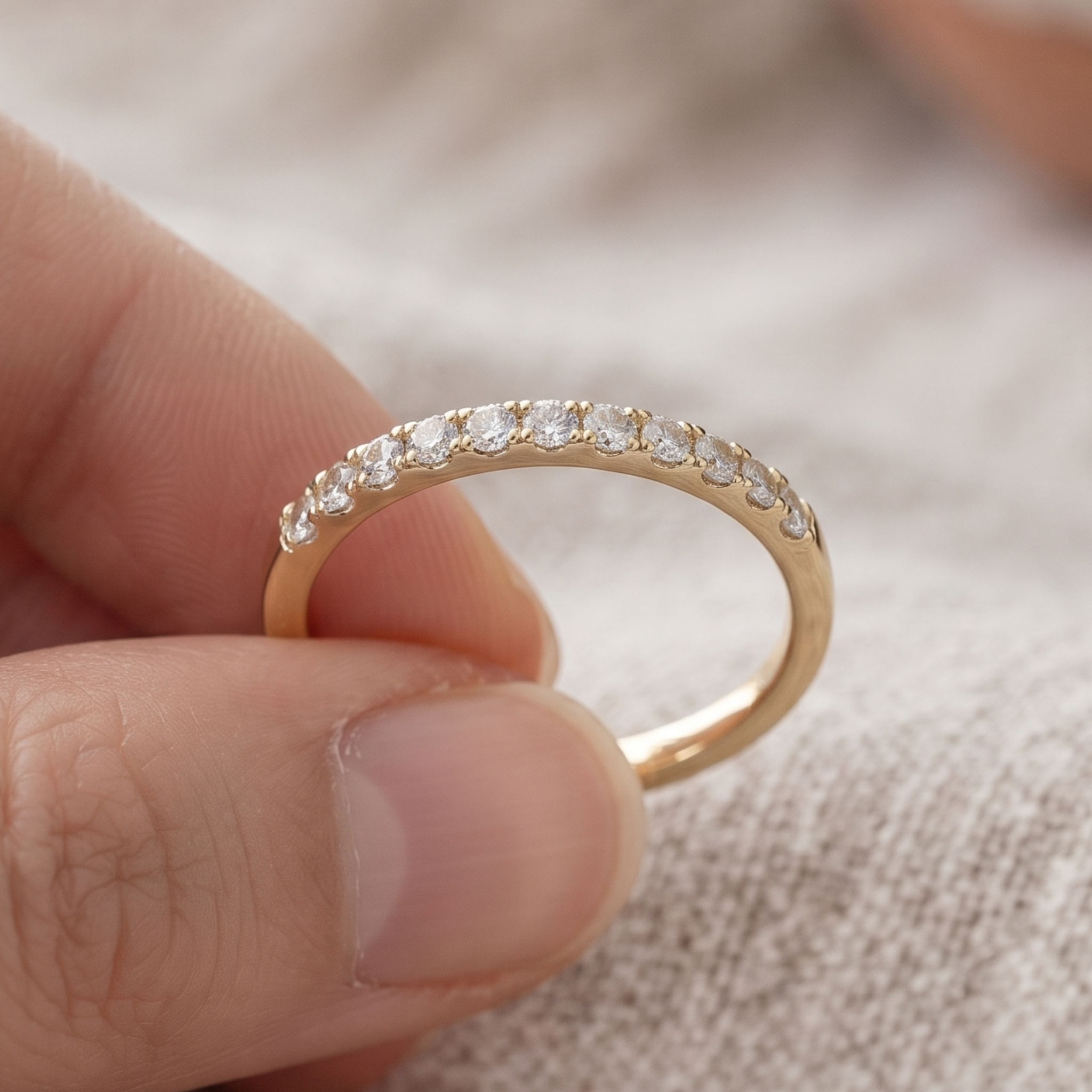 0.77 CTW Round Diamond Half-Eternity Wedding Band in 14K & 18K Gold