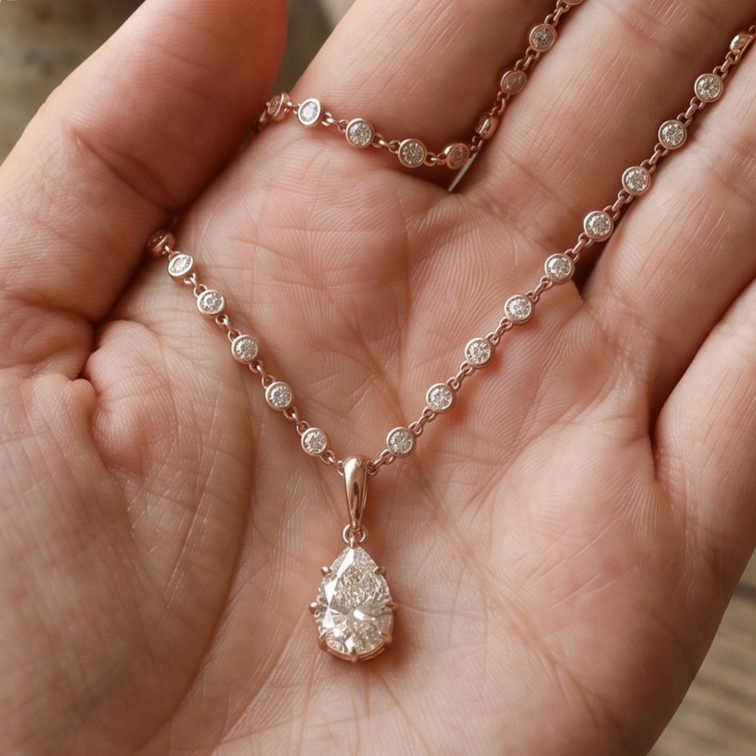 Lumière Pear 3.50 CT Diamond Drop Pendant Necklace