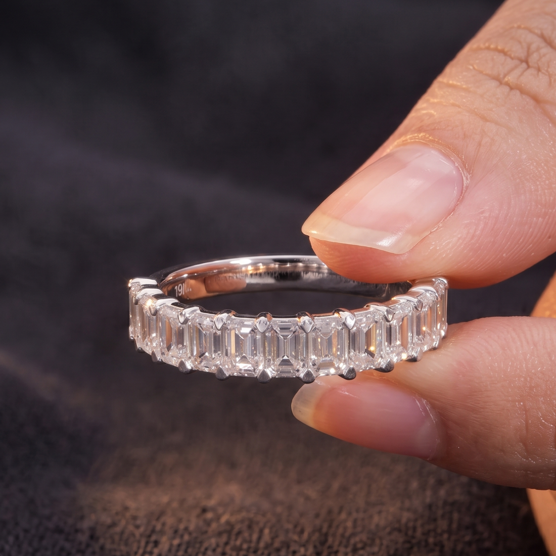 Kiashaa Jewellery 2.42 CT emerald diamond half eternity band