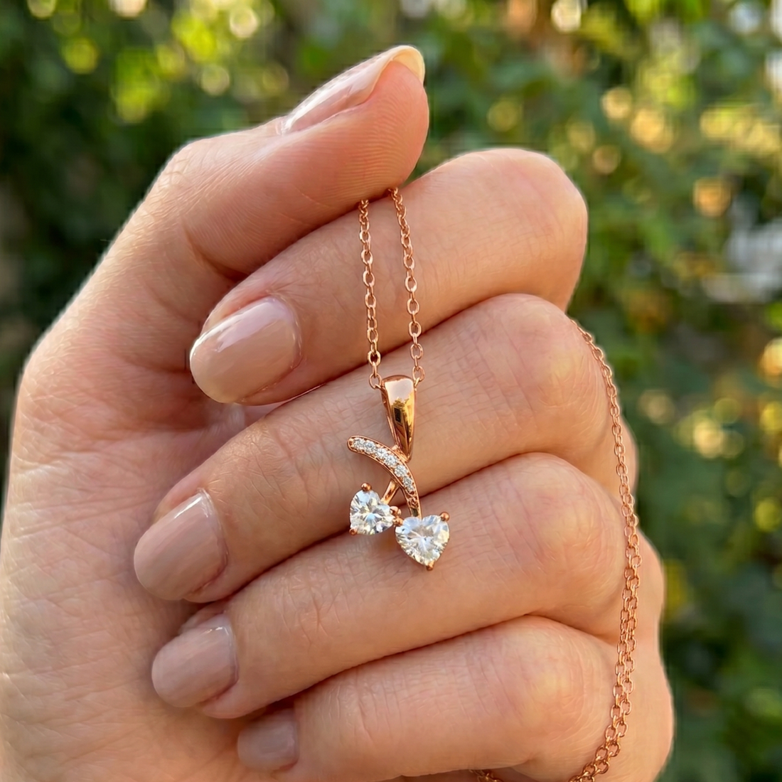 Twin Amour 0.26 CTW Heart Diamond Pendant Necklace in 9K, 14K & 18K Gold