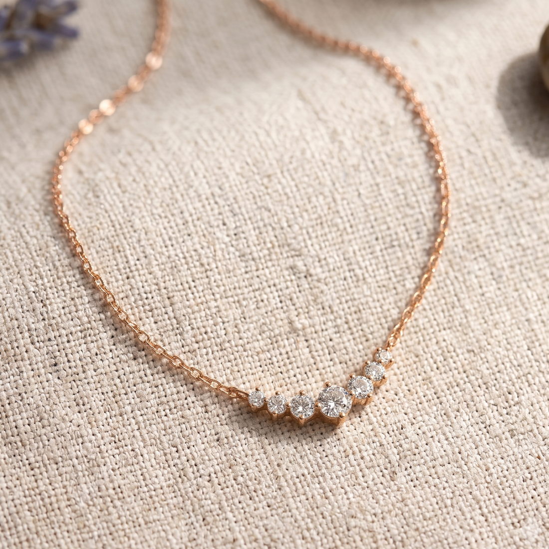 Lustre Barrel 0.59 CTW diamond bead necklace by Kiashaa Jewellery featuring 42 round diamonds in a polished white gold design.