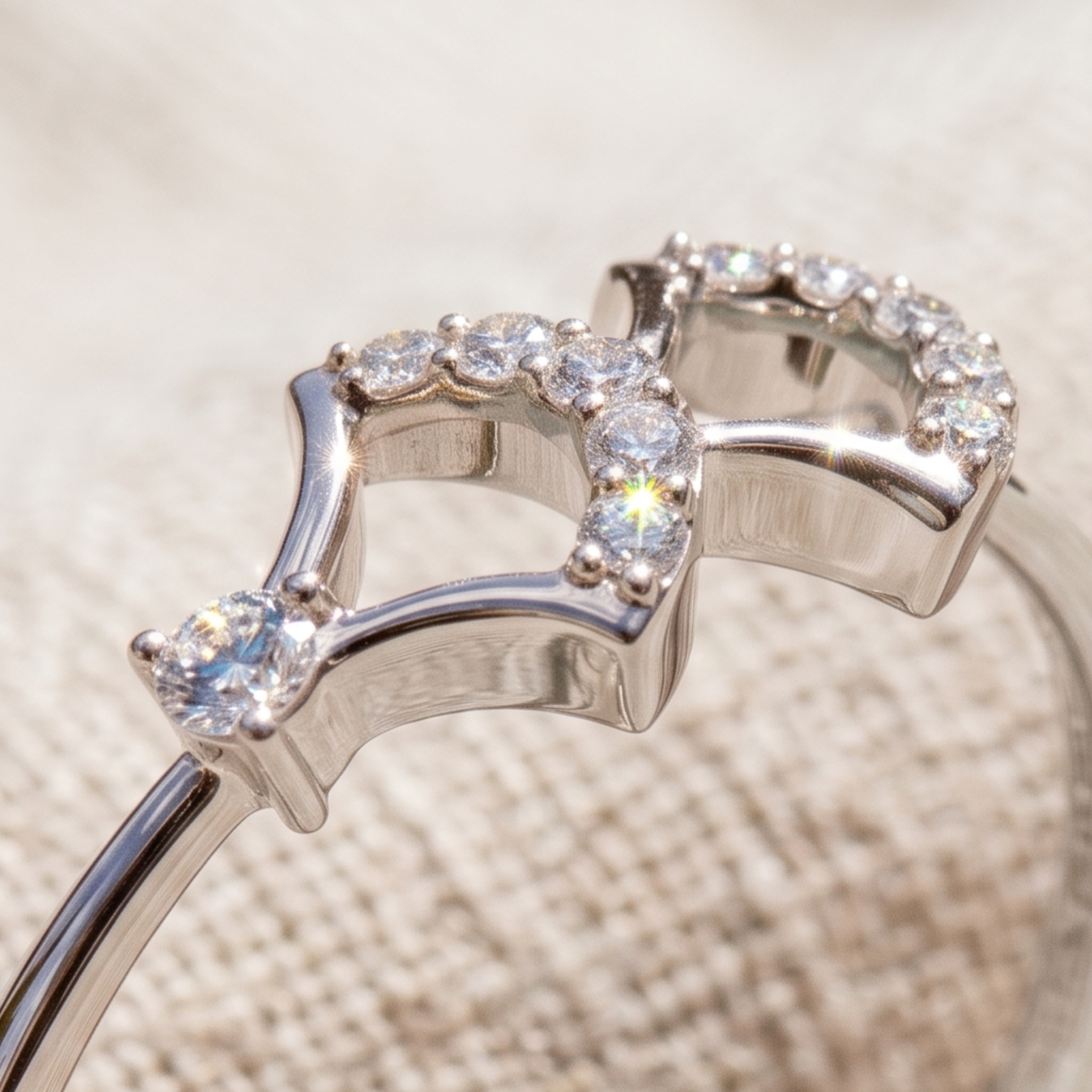 Art Deco Fan Diamond Ring in 9K, 14K & 18K Gold
