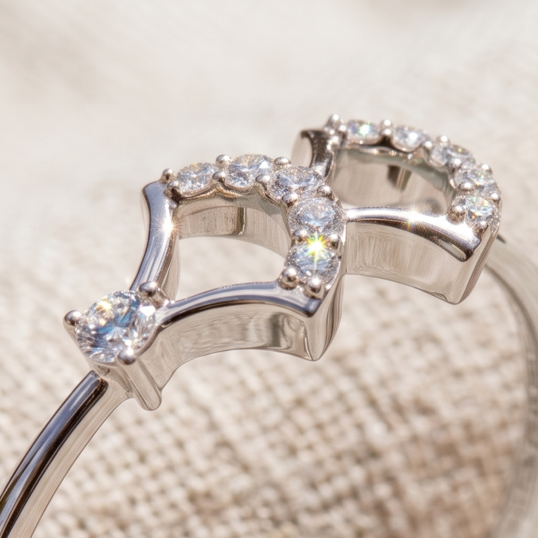 Art Deco Fan Diamond Ring in 9K, 14K & 18K Gold