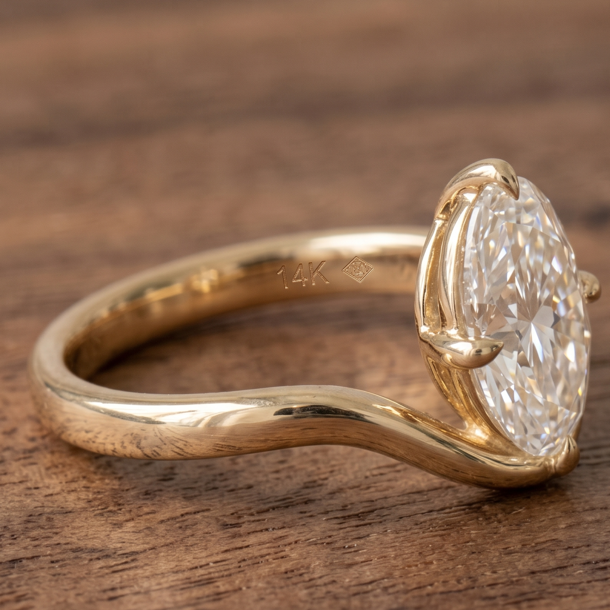 Four-prong oval diamond solitaire proposal ring for women