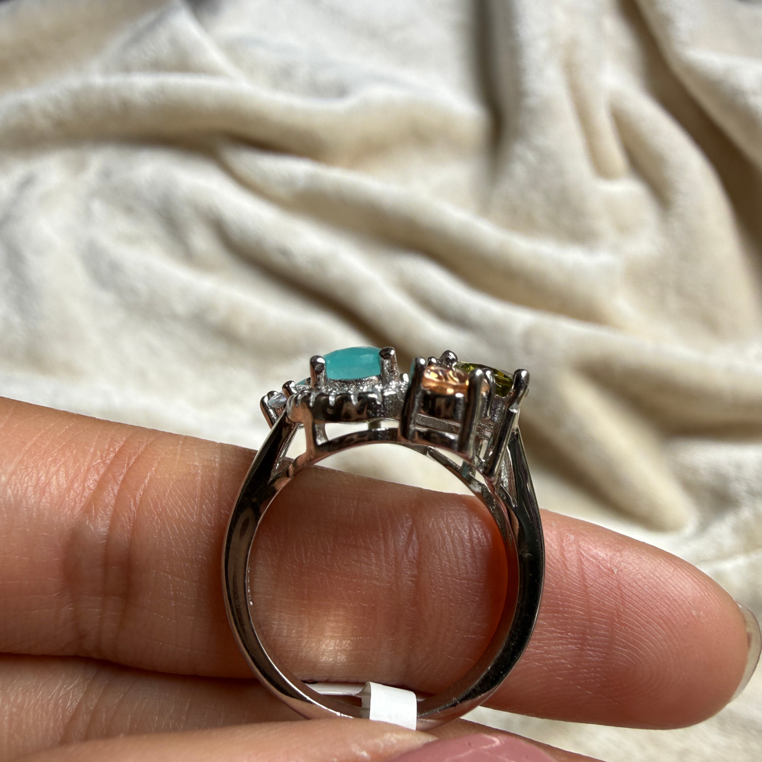 Multicolor gemstone and lab-grown diamond statement ring by Kiashaa Jewellery.