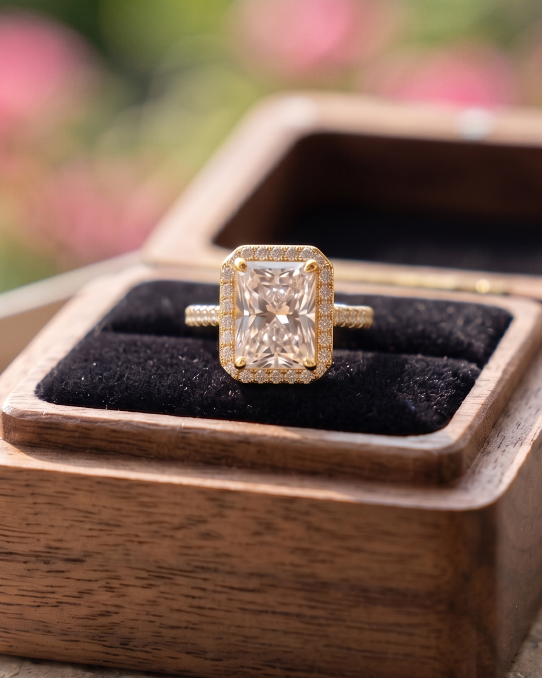 Elegant 2.488 carat lab-grown diamond ring by Kiashaa Jewellery in rose gold with radiant center brilliance.
