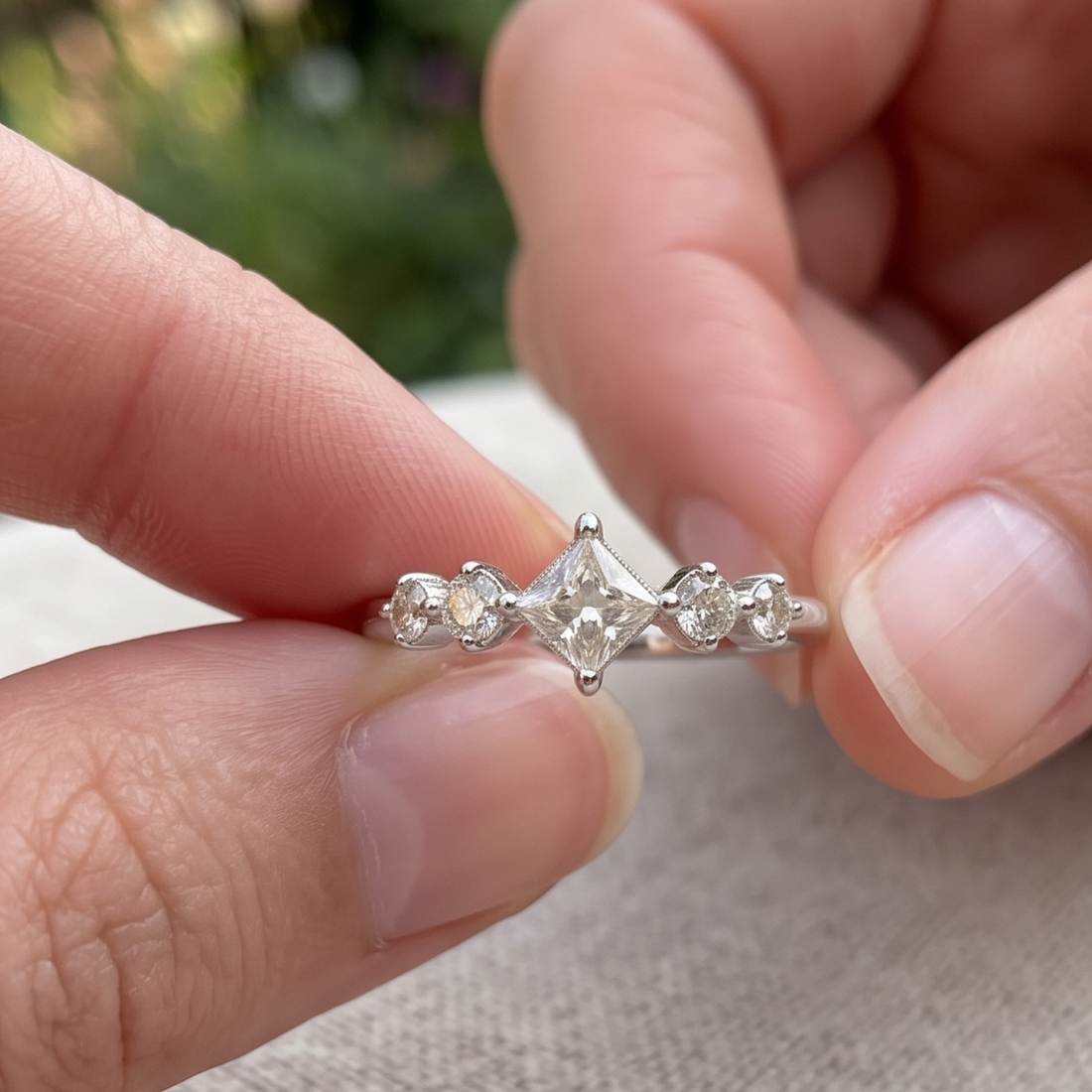 Kiashaa Jewellery 0.764 CTW princess and round diamond ring in polished rose gold.