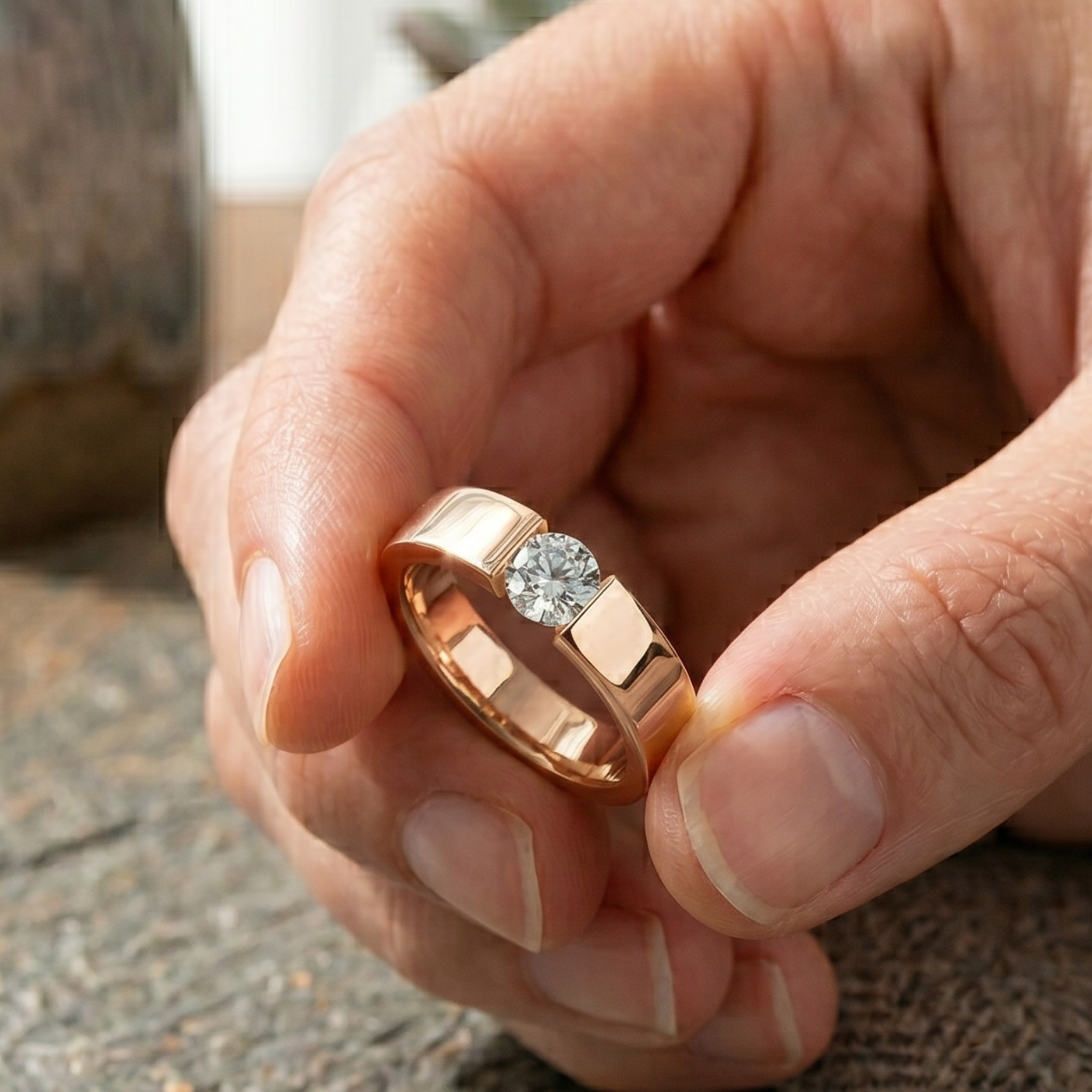 Aurelius 1 CT Round Diamond Men’s Ring in 9K, 14K & 18K Gold