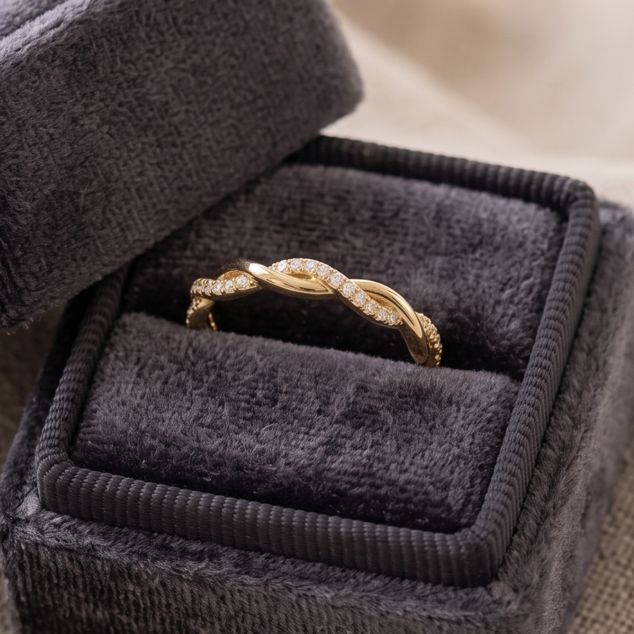 Stackable diamond ring available in white yellow and rose gold